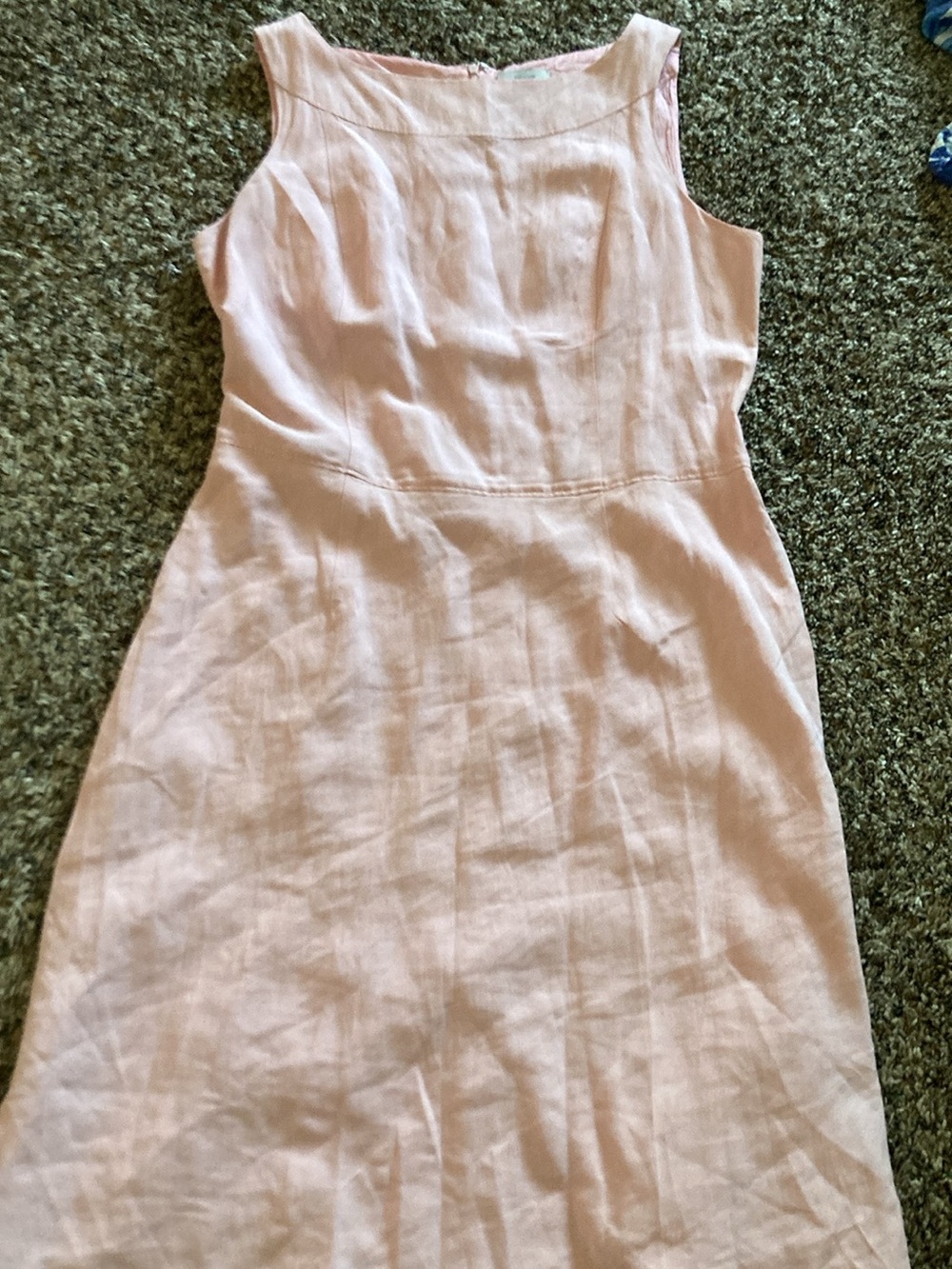 Ann Taylor Sleeveless Blush Pink Linen-Blend Midi Dress